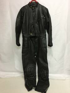 *Moto Rich( Moto Ricci ) leather racing suit L leather coveralls black black all-in-one bike wear old clothes retro 