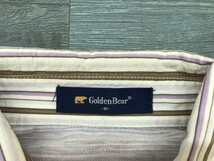 GOLDEN BEAR ゴールデンベア メンズ ワンポイント刺繍 襟ボーダー 半袖ポロシャツ M ラベンダー_画像2