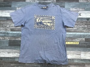 AUSTRALIA オーストラリア メンズ 切手プリント スーベニア 半袖Tシャツ S くすみブルー