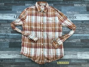 LEVI'S リーバイス メンズ チェック柄 半袖シャツ M 茶白緑