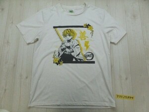 鬼滅の刃 メンズ 我妻善逸 プリント 半袖Tシャツ F 白