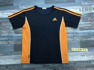 ADIDAS アディダス メンズ ロゴ刺繍入 メッシュ バイカラー 半袖Tシャツ 紺オレンジ