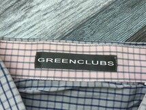 GREEN CLUBS メンズ 刺繍入 グラフチェック 半袖シャツ グレー青_画像2