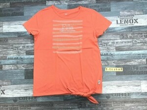 FILA フィラ レディース ラメプリント ラウンドネック 半袖Tシャツ L オレンジ