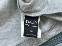 DAZY レディース ラグラン ショート丈 半袖Tシャツ L 杢グレー黒_画像2