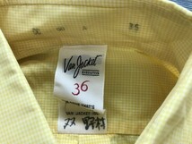 Van Jacket メンズ フラップポケット付き ギンガムチェック ボタンダウン 半袖シャツ 36 黄色_画像2