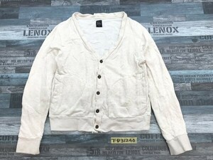 graniph グラニフ メンズ スウェットカーディガン 肘当て 後ろ刺繍入り S アイボリーベージュ