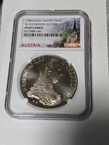 1780年AUSTRIAマリア・テレジアTALER、 NGC 　PF67　CAMEO