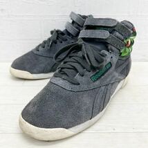 1349◎ Reebok リーボック 靴 シューズ スニーカー ハイカット フラット ソール スウェード カジュアル グレー レディース24.0_画像1