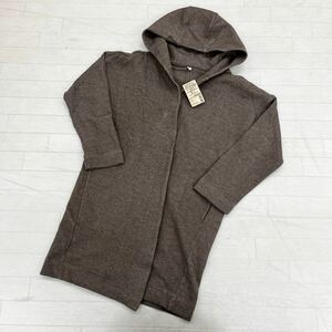 1361◎ 新品未使用 MUJI 無印良品 トップス フード付き コート オーガニックコットン混 二重編み ブラウン レディースM~L