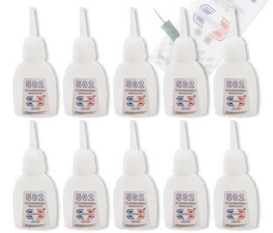 10本セット 502 瞬間接着剤 低粘度 (ボトル容量6ml) 内容量 1g 速乾 プラスチック 木材 金属 ゴム