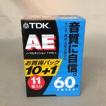 【未使用品】TDK オーディオカセットテープ（ノーマルポジション）AE 60分[片面30分］ お買得パック11巻入り（管理番号：063102）_画像1