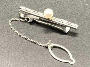 [ antique . ornament goods ] antique silver stamp 6. sphere book@ pearl [ pearl necktie pin ] Old men's accessory pack possible L0624C