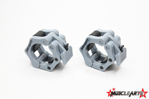 【送料込み】１ペア★HEXクランプ★オリンピックシャフト用50mm バーベルカラー★グレイ灰色　クイ ックリリース【MuscleArts】_画像1