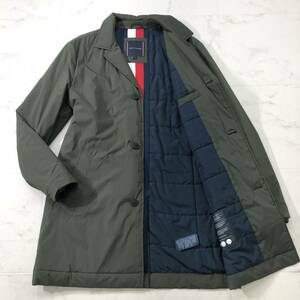 未使用に近い★トミーヒルフィガー【TOMMY HILFIGER】チェスターコート メンズ L 中綿入り カーキ アウター ビジネス P58