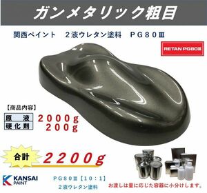 ◆ＰＧ８０ ガンメタリック粗目【主剤2kg+硬化剤200g】ガンメタ粗目 関西ペイント ２液ウレタン塗料 自動車用