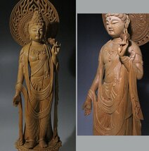 逸品市場■扇月在銘■京仏師 聖観音菩薩立像 全高42cm■仏像・仏教美術_画像9