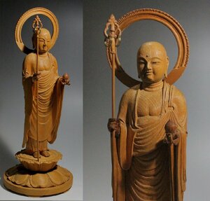 逸品市場■扇月銘■京仏師 地蔵菩薩立像 全高26.5cm■仏像・仏教美術