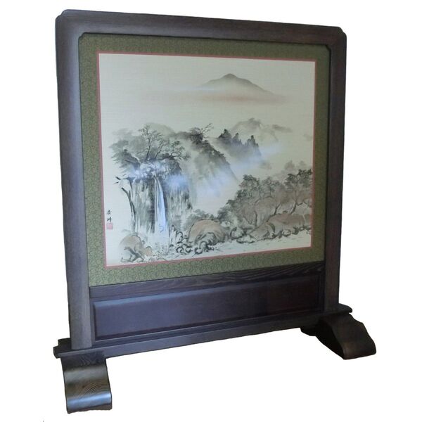 衝立 和風伝統襖山水画衝立 腰板入り衝立 1台限定 4尺衝立デラックスタイプ