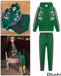 Sサイズ 名作 本物 GUCCI グッチ ジャージパンツ　adidas アディダス GG モノグラム サイドウェブライン パンツ 44 トラックパンツ