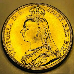 金貨　1892年　ヴィクトリア女王　ジュビリー ソブリン金貨 聖ジョージ竜退治　美品　古銭　