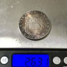 銀貨 1767年　8レアル　ピラーダラー銀貨　カルロス3世 スペイン領メキシコ 1円銀貨　貿易銀　古銭　硬貨　コイン　一円銀貨_画像5