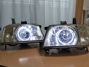 ホンダ ステップワゴン LA-RF3 RF4 前期用 CCFL イカリング カスタム ヘッドライト ポジ＆ウインカーLED＆テープ付き