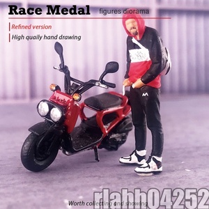 特売★（2ピースセット）RaceMedal 1/64スケール ミニモデルdiy男オートバイモデル（Red and white）