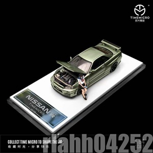特売★1/64スケール nissan GTR34オープンカバー限定版ダイキャストモデルカー（figure green）