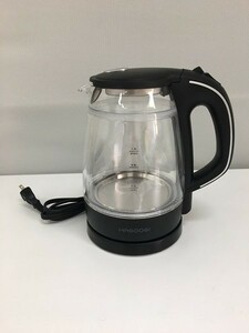 1円スタート 訳有 HAGOOGI 電気ケトル ガラス製 容量1.0L 空焚き防止機能付き 自動電源オフ機能 24時間保温 LEDライト付き 黒 A05158