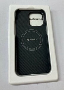 1円スタート PITAKA iPhoneケース iPhone 15 Pro Max用ケース アラミド繊維製 MagSafe対応 ワイヤレス充電対応 黒/グレーツイル柄 A05992