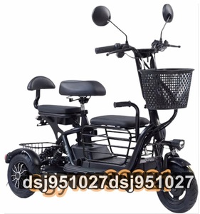  seniours for home use small size electric tricycle 3 number of seats lithium battery home use small size pick up student car electromotive bicycle parent to gift, black,12A