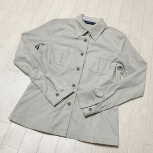 3825* BALLSEY Ballsey tops shirt blouse long sleeve shirt suede style lady's made in Japan light gray 
