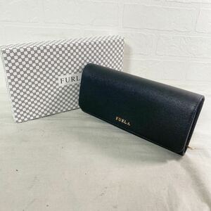 3814* FURLA Furla small articles purse long wallet long wallet change purse . equipped leather lady's black box attaching 