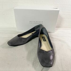 3833* Macintosh LONDON Macintosh shoes shoes pumps low heel lady's 23.5 gray box attaching 