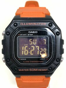 ◆CASIO カシオ 腕時計 メンズ チープカシオ チプカシ デジタル W-218 本体のみ 黒×オレンジ 中古◆11006★