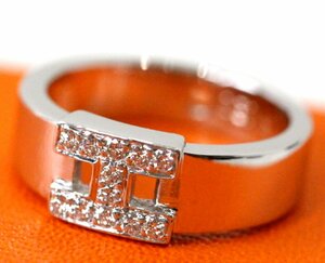 ダイヤ付き！極美品 エルメス Hロゴ リング 指輪 K18WG 18金 ダイヤモンド リング 48 8号