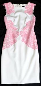 定価7.5万円ほど 良品 タダシショージ TADASHI SHOJI 花柄 フラワー刺繍 ワンピース 6 ドレス ピンク ホワイト レース 420