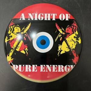 【53601】アメリカ雑貨 ラウンドメタルサイン④ A NIGHT OF PURE ENERGY 立体サインプレート 直径30㎝ 店舗ディスプレイ 看板 現状品