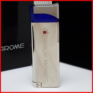 ★1円 未着火品 SAROME/サロメ Philip Morris/フィリップモリス ガスライター/シルバー×ブルー/保管袋・外箱・ケース付き&1844600144