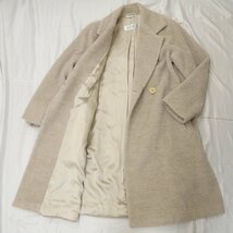 ★MaxMara/マックスマーラ アルパカウール シャギーチェスターコート 38/レディースL相当/グレージュ/セミダブル/ロング&1958100001_画像4