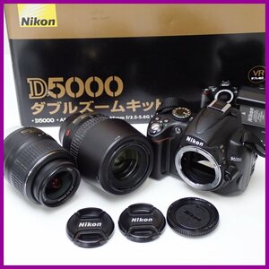 ★ニコン D5000 ダブルズームキット 12.3メガピクセル/AF-S DX NIKKOR 18-55mm F3.5-5.6G VR 他/付属品多数/ジャンク扱い&1938900438