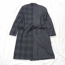 ★ZARA/ザラ チェスターコート メンズXL/ダークグレー系/チェック柄/ナイロン・コットン混ウール/付属品あり/柄切替&1801900062_画像2