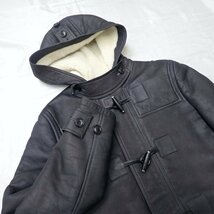 ☆1円 Dior HOMME/ディオールオム ムートンダッフルコート 46/メンズM相当/ブラック/羊革100％/レザー/牛革/フランス製&1790700002_画像3