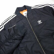 ★adidas/アディダス MA-1 ボンバージャケット メンズM/ブラック×ホワイト/スリーライン/ナイロン/ブルゾン/ジャンパー&0442000016_画像3