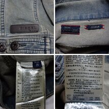 ★DIESEL/ディーゼル ELSHAR スウェットデニムジャケット S/メンズS～M相当/インディゴ/コットン/ダメージ加工/Gジャン&1951100025_画像4