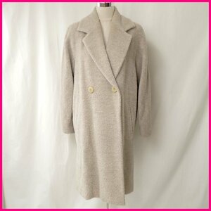 ★MaxMara/マックスマーラ アルパカウール シャギーチェスターコート 38/レディースL相当/グレージュ/セミダブル/ロング&1958100001