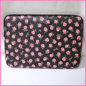 ★未使用 kate spade new york/ケイトスペードニューヨーク PCケース/ブラック/薔薇・花柄/パソコンケース&1952700015