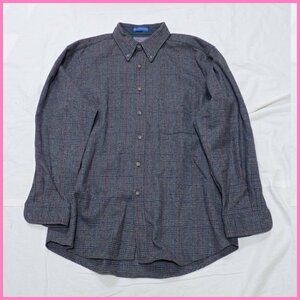 ★美品 PENDLETON/ペンドルトン ボタンダウン 長袖シャツ メンズL/チャコールグレー/グレンチェック/ウール100%/USA製&1906800259