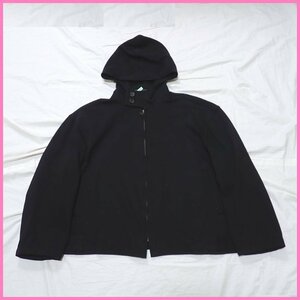 ★Yohji Yamamoto/ヨウジヤマモトプールオム フーデッドジャケット メンズM～L相当/ブラック/コットン100%/パーカー&1638600041